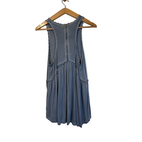 POL Womens Denim Blue Dress Racerback Crochet Detail Zipper Sleeveless M - Picture 2 of 11